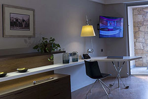 Executive suite desk and TV
