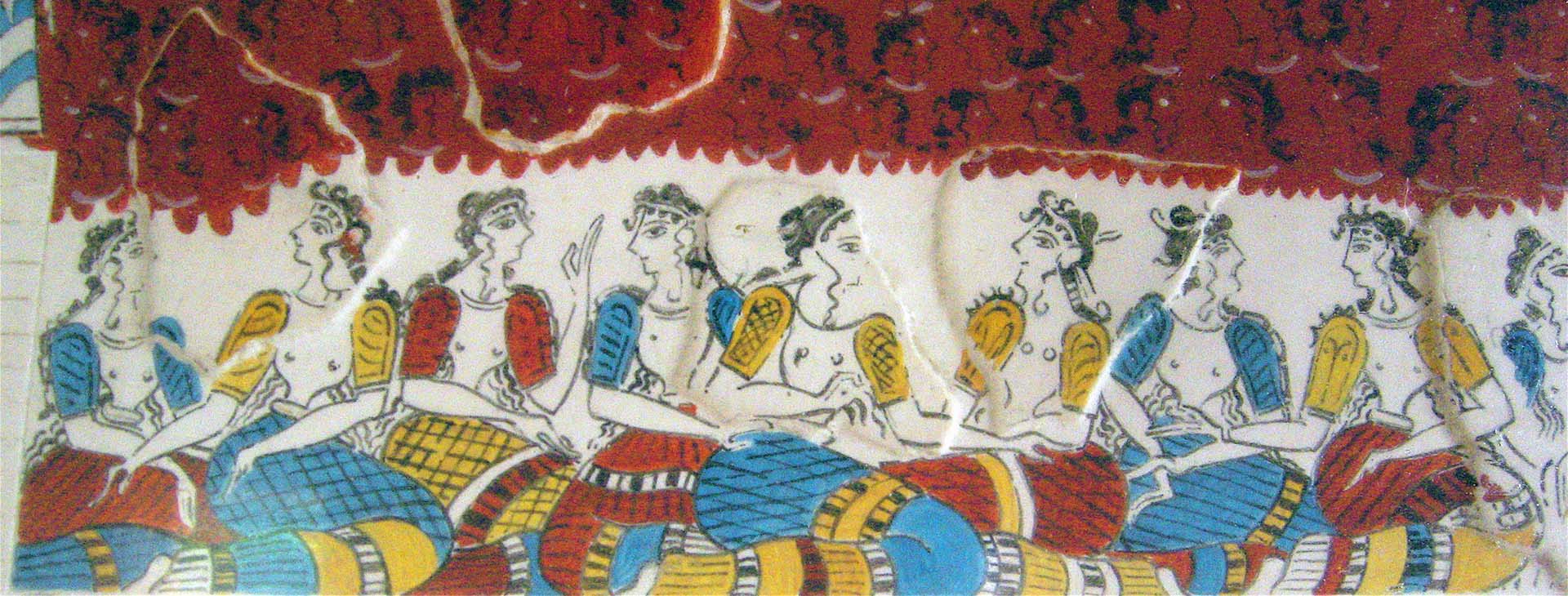The ladies of the court, fresco at the Minoan palace of Knossos, Heraklion