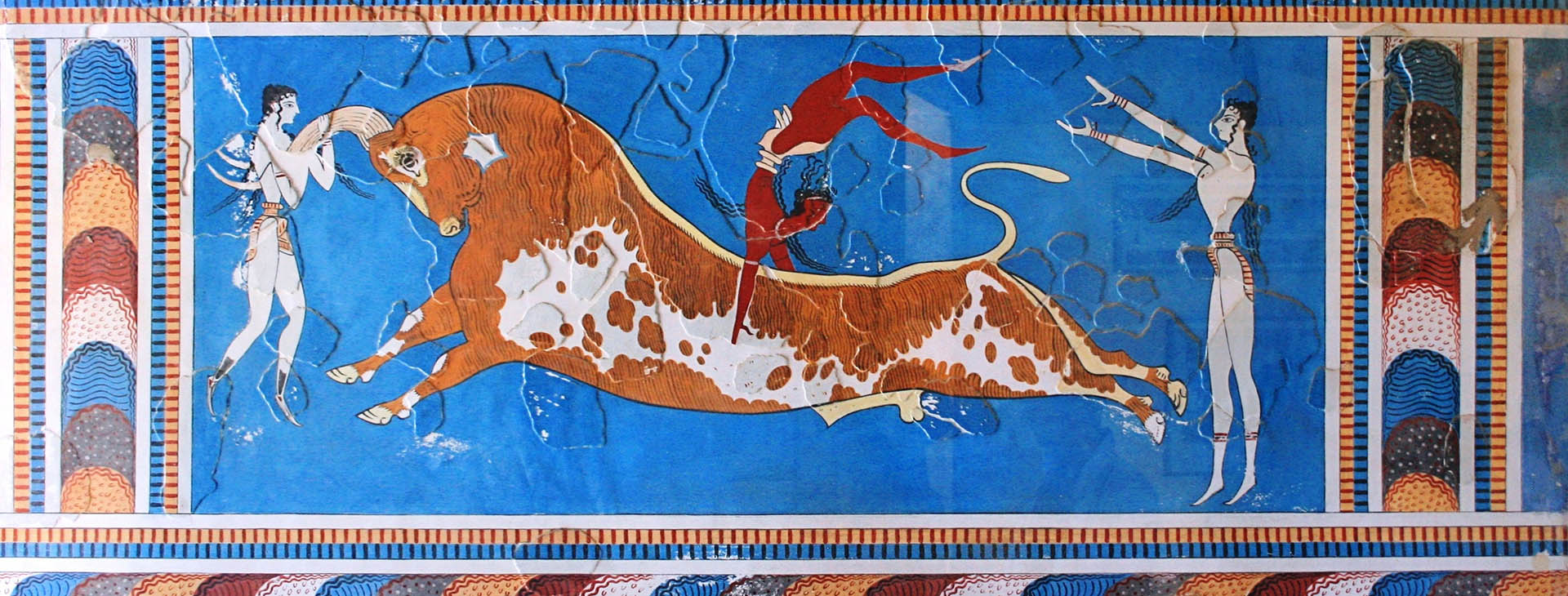 Bull-leaping, fresco at the Minoan palace of Knossos, Heraklion
