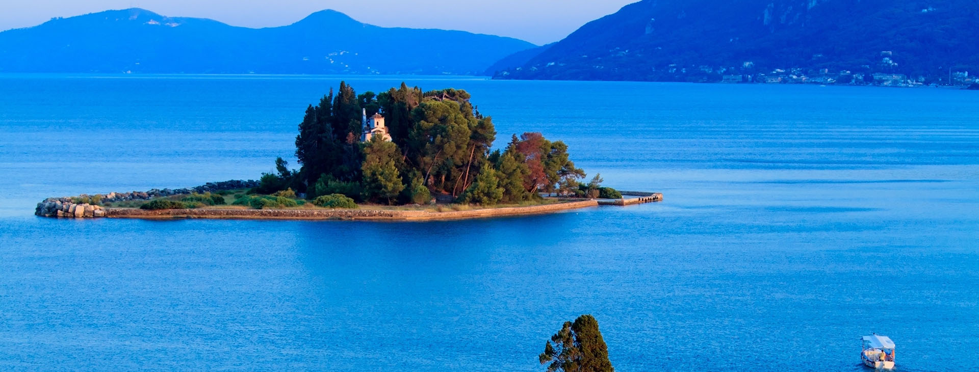 Islet of Pontikonisi at Corfu island