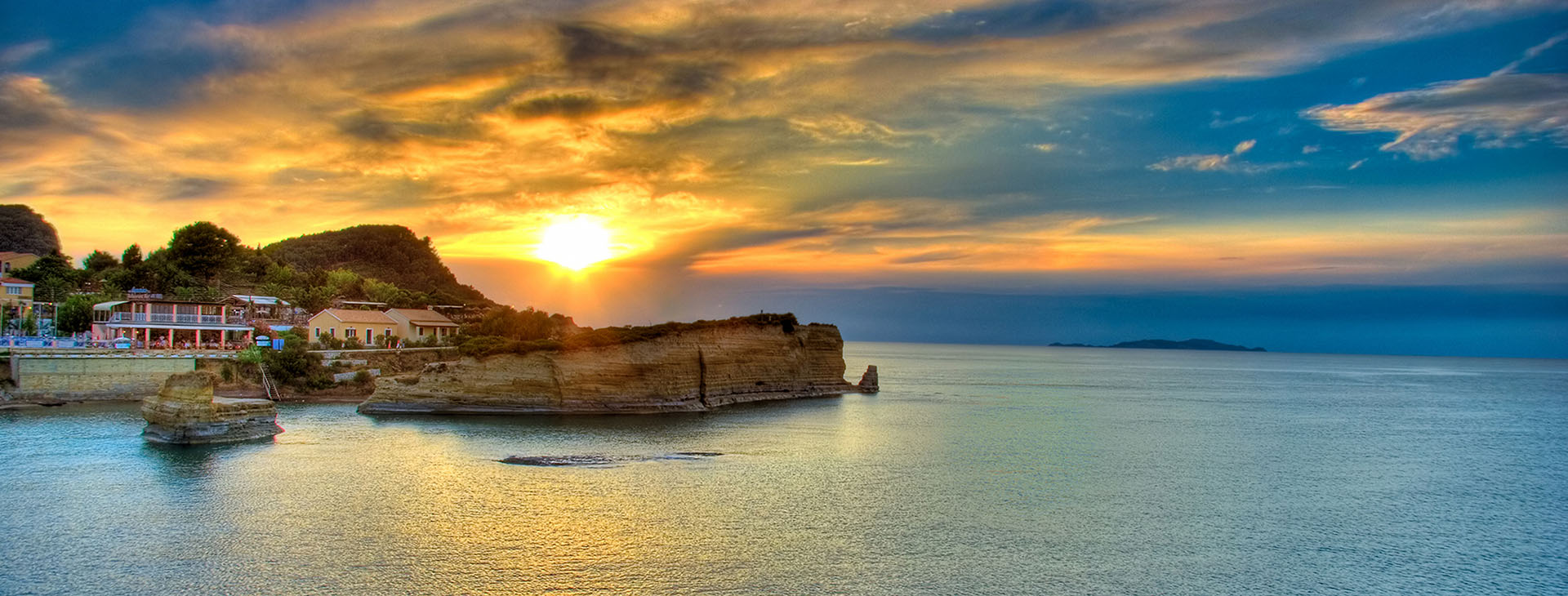 Sunset over Corfu island
