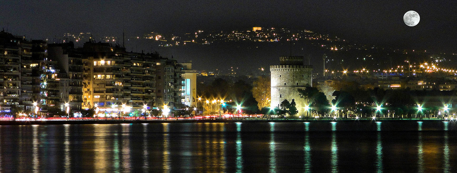 White Tower by night, Thessaloniki City