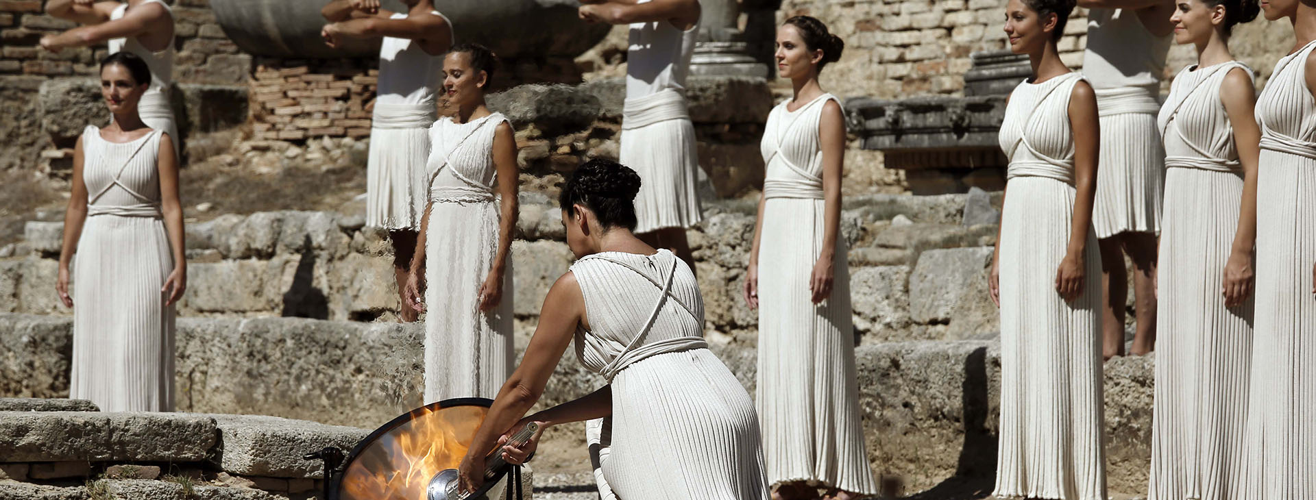 Lighting the Olympic flame in Ancient Olympia